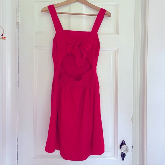 NEW J crew Red Sun Dress Linen Cotton Red Summer Dress NWT Small - Picture 2 of 11